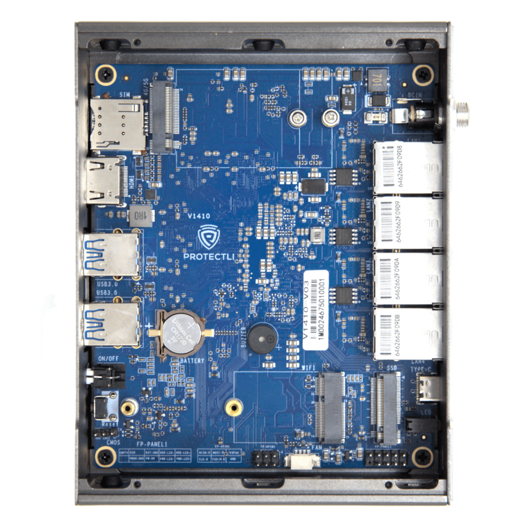 Protectli Vault V1410-4 Port, Micro Appliance/Mini PC - Intel N5105, 4 cartes réseau 2,5 G, 8 Go LPDDR RAM embarquée, 32 Go eMMC intégré Protectli Vault V1410-4 Port, Micro Appliance/Mini PC - Intel N5105, 4 cartes réseau 2,5 G, 8 Go LPDDR RAM embarquée, 32 Go eMMC intégré
